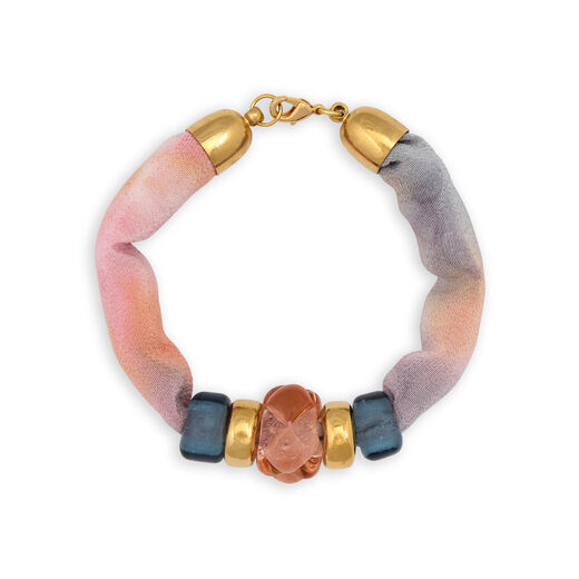 Peach and indigo Murano glass bracelet by Chama Navarro
